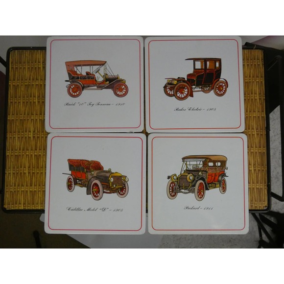 Vintage Pro-Tex Metal Trivet Antique Car Hot Pad 1950's Set of 4 - Picture 2 of 8